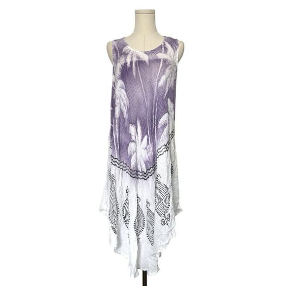 Handmade Painted Boho Sun Dress OS Tribal Tropical Hawaiian Beach Artsy Cover Up - Picture 1 of 12